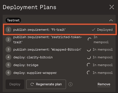 Deployment plan with status deployed